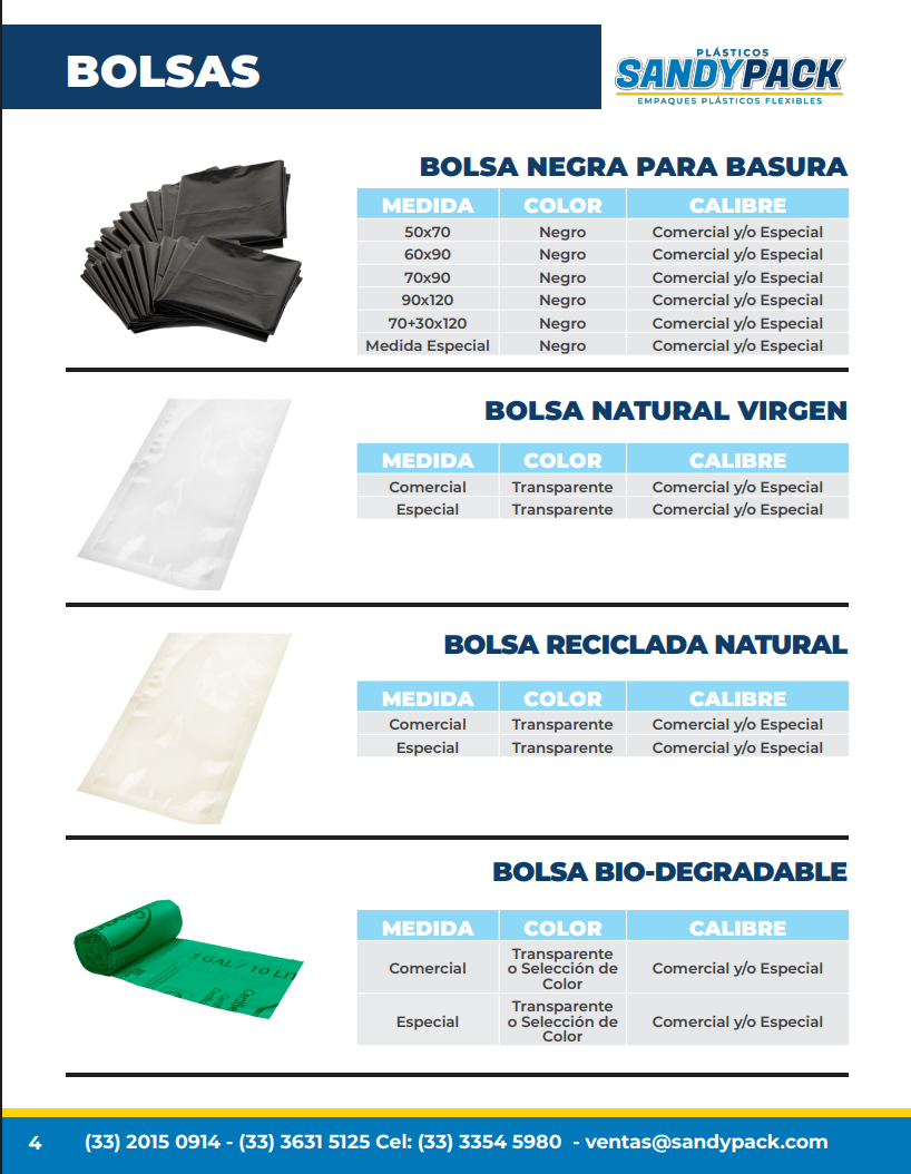 Vista previa del catálogo digital de Plásticos Sandypack